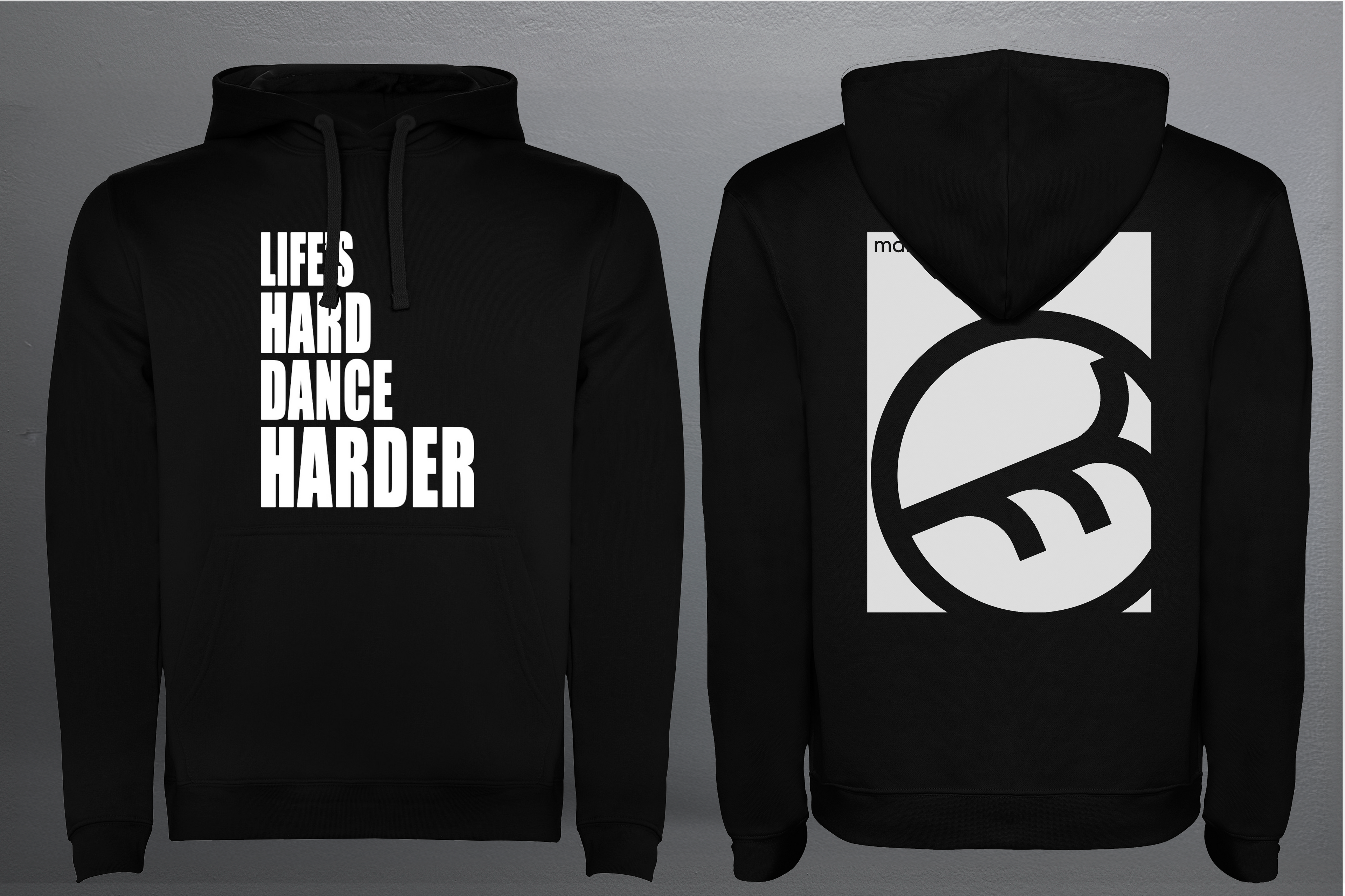 LIFE'S HARD DANCE HARDER CLASSIC (White) - BLACK SWEAT HOODIE