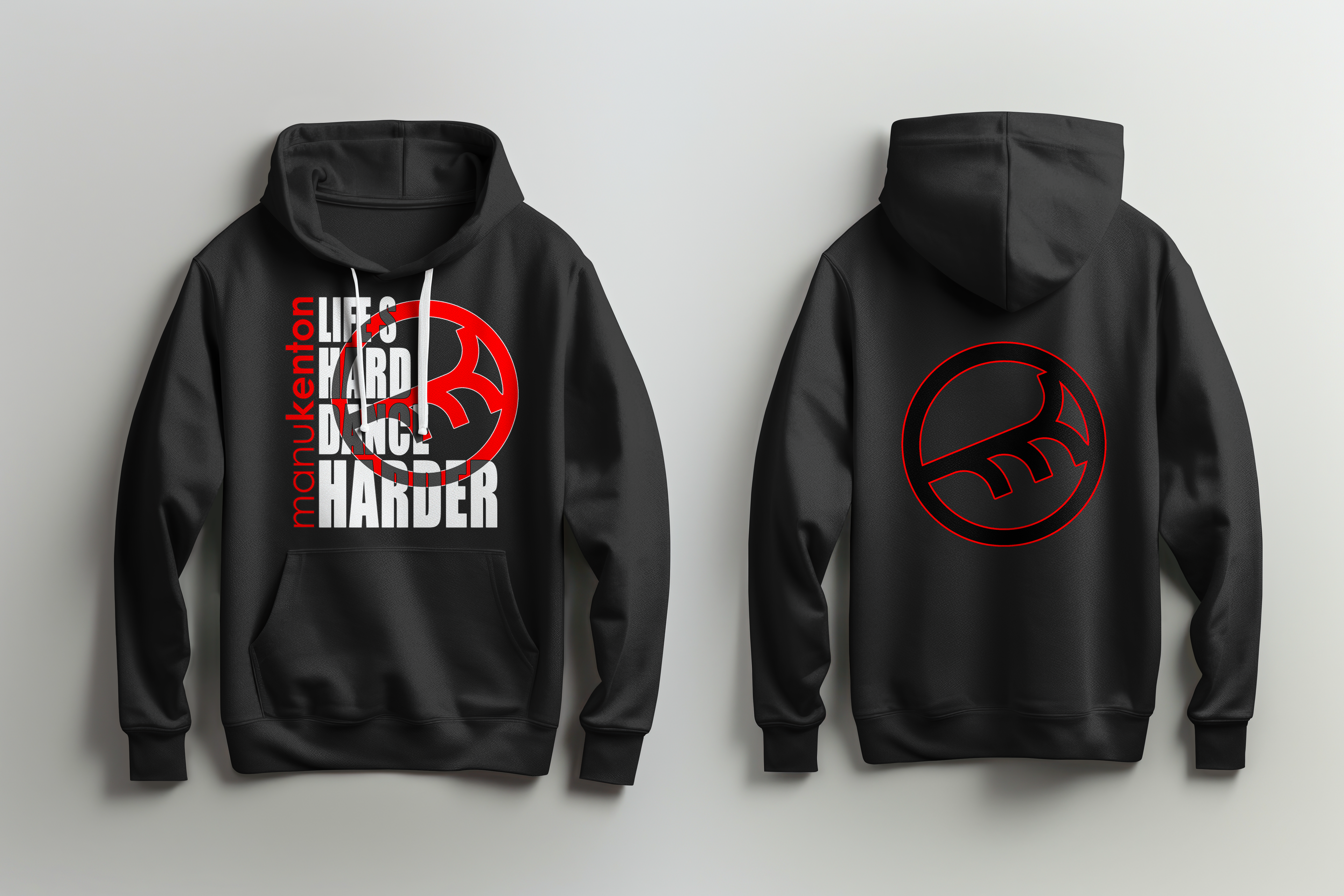LIFE'S HARD DANCE HARDER MK (White) sweat hoodie noir – Manu Kenton merch officiel (vue 3)