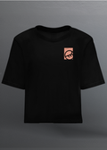 PUSSY (Coral) - LADY BLACK T-SHIRT CROP TOP