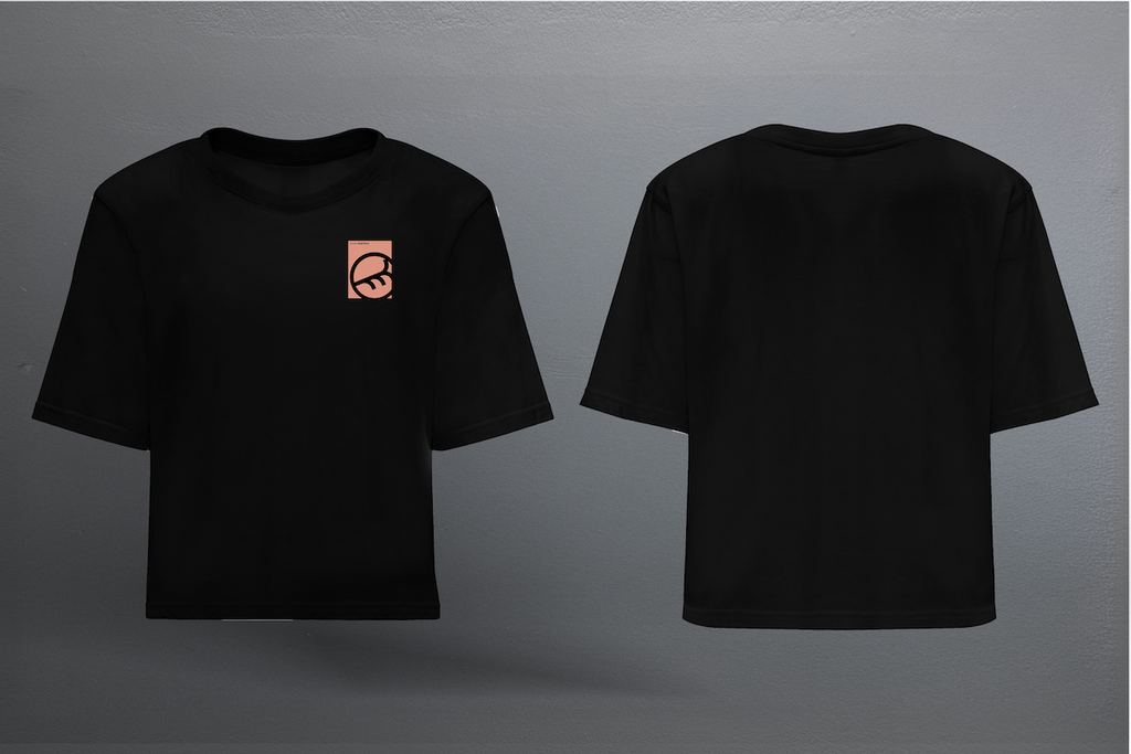 PUSSY (Coral) - LADY BLACK T-SHIRT CROP TOP