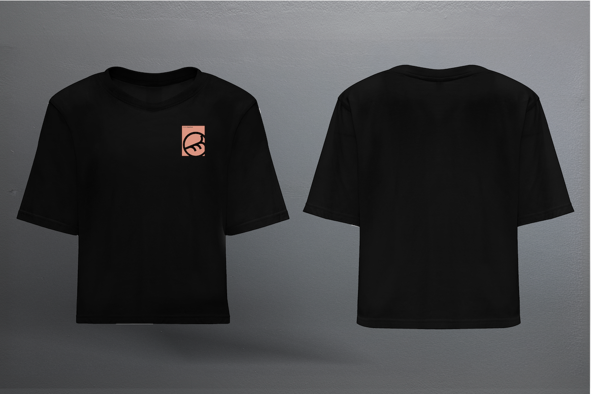 PUSSY (Coral) - LADY BLACK T-SHIRT CROP TOP