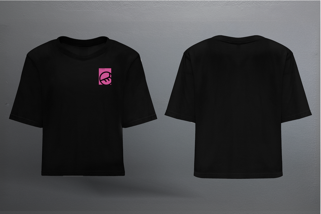 PUSSY (Pink) - LADY BLACK T-SHIRT CROP TOP