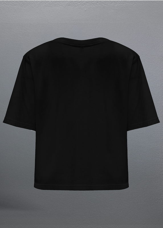 PUSSY (Coral) - LADY BLACK T-SHIRT CROP TOP