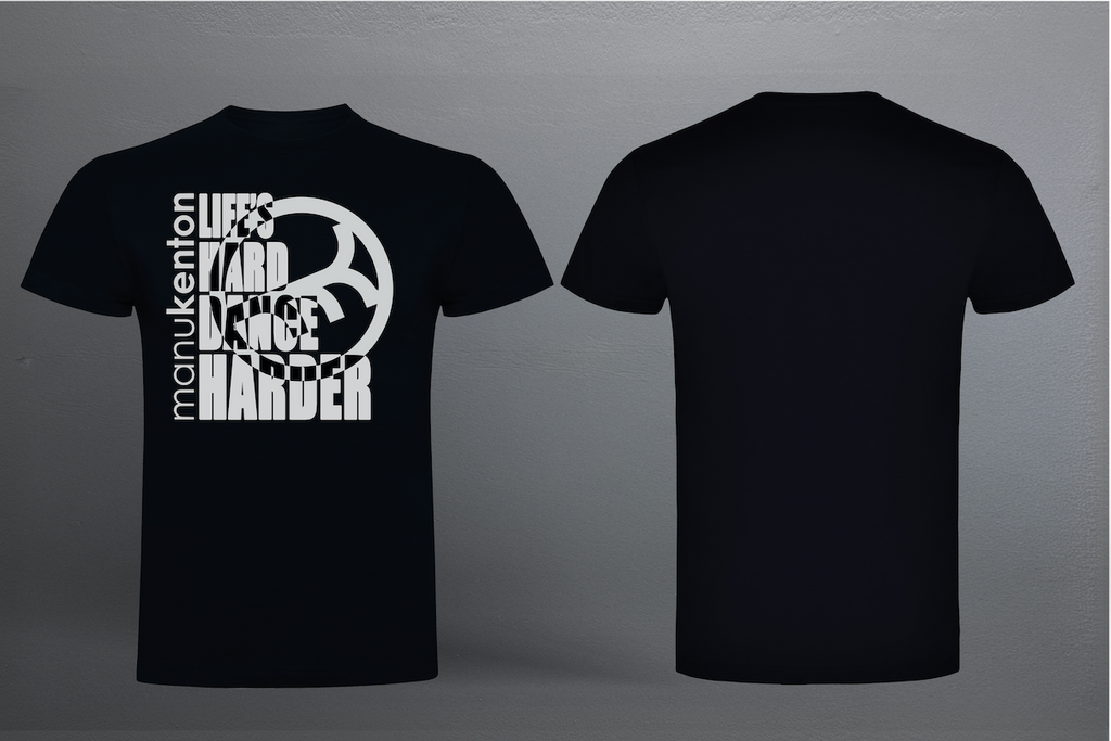 LIFE'S HARD DANCE HARDER MK (White) - BLACK T-SHIRT SLIM FIT
