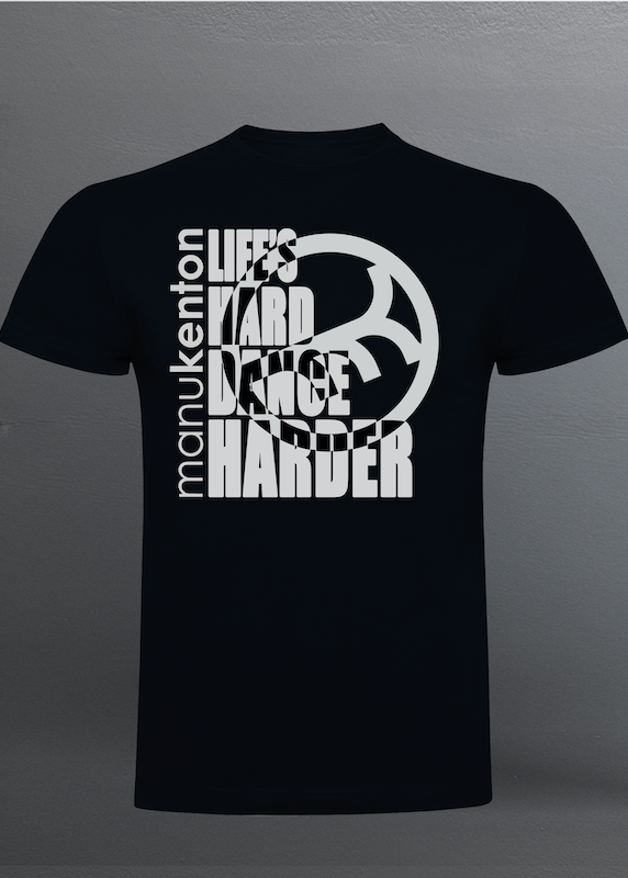 LIFE'S HARD DANCE HARDER MK (White) - BLACK T-SHIRT SLIM FIT