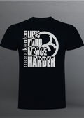 LIFE'S HARD DANCE HARDER MK (White) - BLACK T-SHIRT SLIM FIT